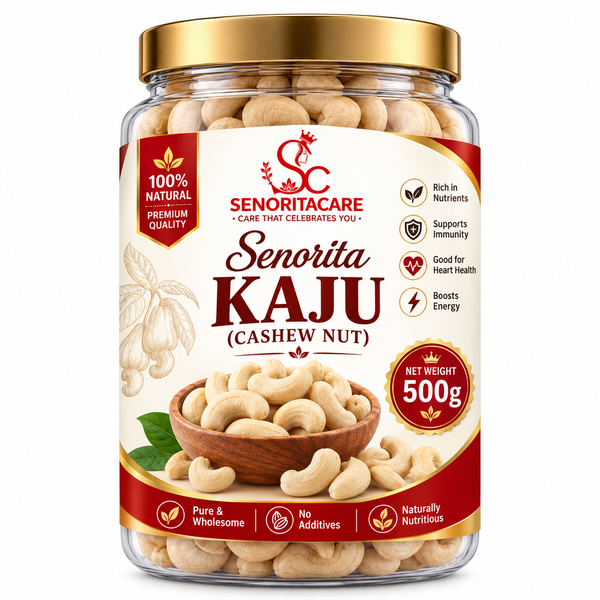 Senorita Cashew (Kaju) 500g premium whole cashew nuts front view healthy dry fruits rich in protein by SenoritaCare