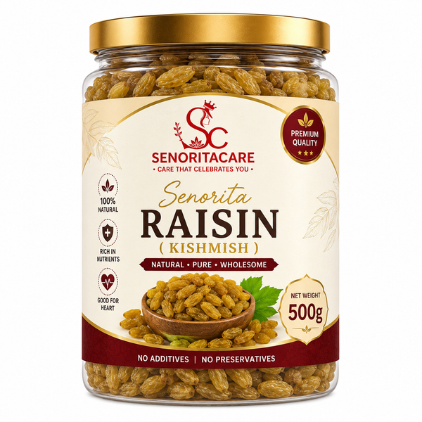 Senorita Raisin (Kishmish) 500g premium natural raisins front view rich in iron healthy dry fruits by SenoritaCare