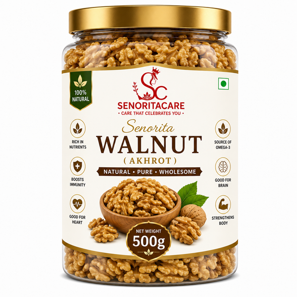 Senorita Walnut (Akhrot) 500g premium natural walnuts front view rich in omega 3 healthy dry fruits by SenoritaCare