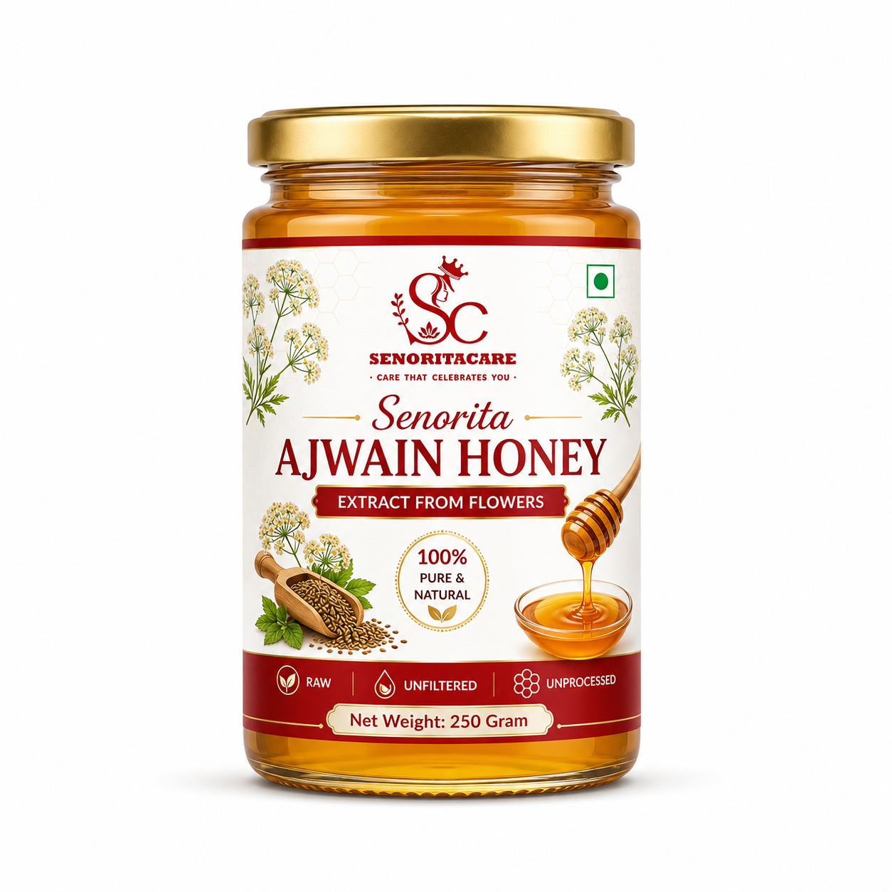 Senorita Pure Ajwain Honey 250g – Natural Ayurvedic Honey by Senoritacare