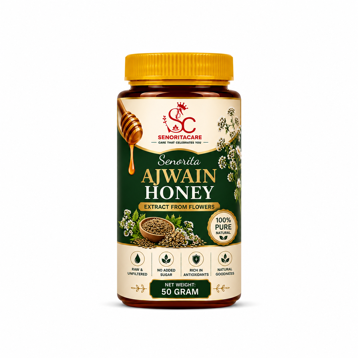 Senorita Ajwain Honey 50g – Natural Energy & Immunity Honey – Senoritacare